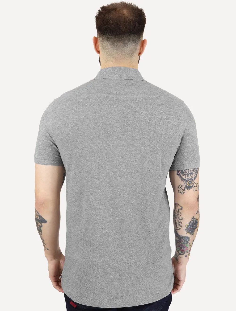 Polo Tommy Hilfiger Masculina Regular Piquet 1985 Taupe Cinza Médio