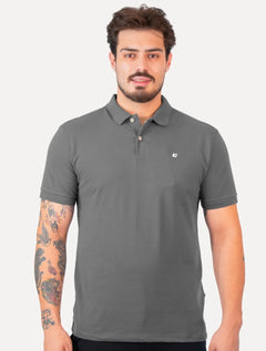 Polo Colcci Masculina Piquet Slim Light Logo Grafite