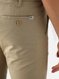 Calça Lacoste Masculina Sarja Chino Slim Fit New Classic Caqui Médio
