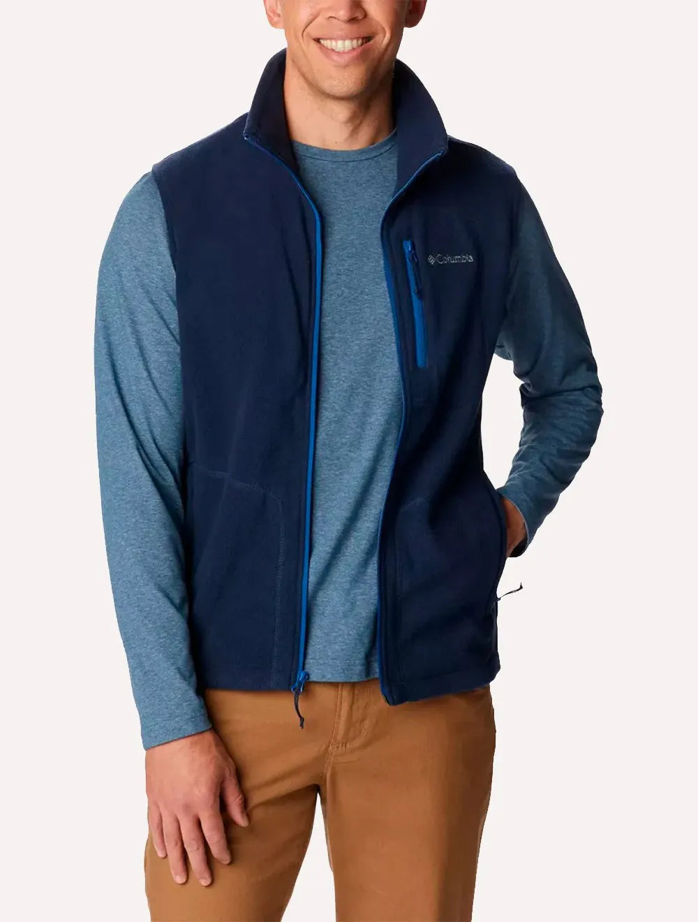 Colete Columbia Masculino Fleece Fast Trek Azul Marinho