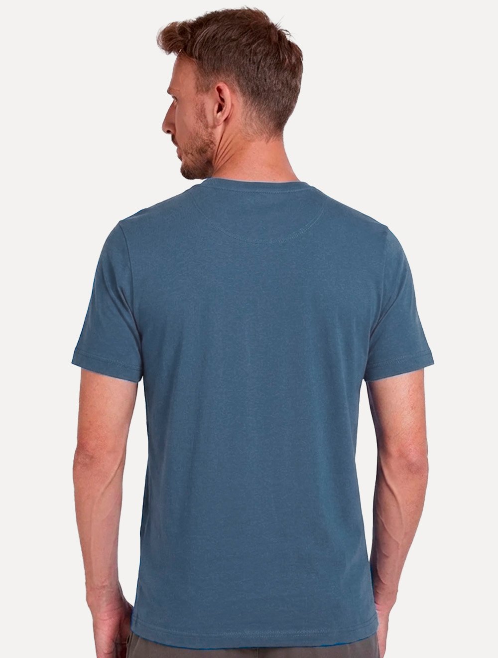 Camiseta Individual Masculina Comfort Pima Soft Touch Logo Azul Médio