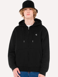 Moletom Calvin Klein Masculino Hoodie Fleece Full-Zip CK Logo Preto