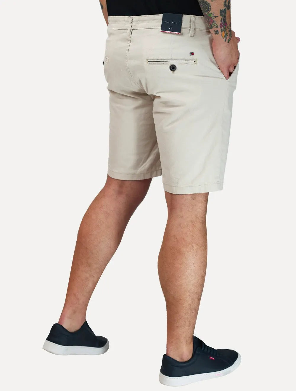 Bermuda Tommy Hilfiger Masculina de Sarja Stretch Areia