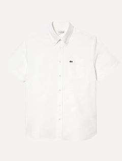 Camisa Lacoste Masculina Manga Curta Regular Oxford Pocket Branca