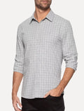Camisa Calvin Klein Masculina Slim Heather Plaid Xadrez Cinza Mescla