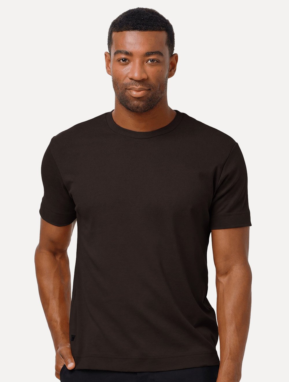 Camiseta K&J Black Premium Slim Lisa Suedine Egípcio Marrom Escuro