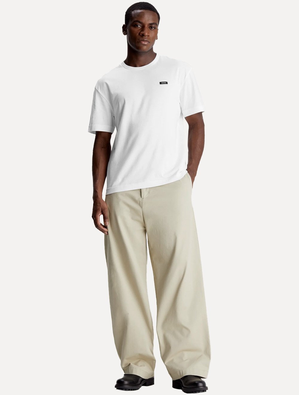 Camiseta Calvin Klein Masculina Egyption Cotton Rubber Patch Branca