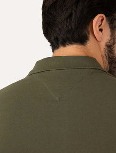 Polo Tommy Hilfiger Masculina Regular Shadow Global Stripe Verde Militar