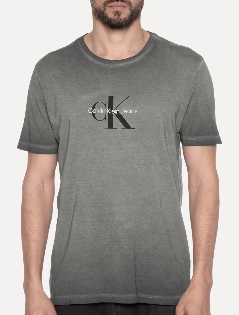 Camiseta Calvin Klein Jeans Masculina New Logo Re Issue Chumbo