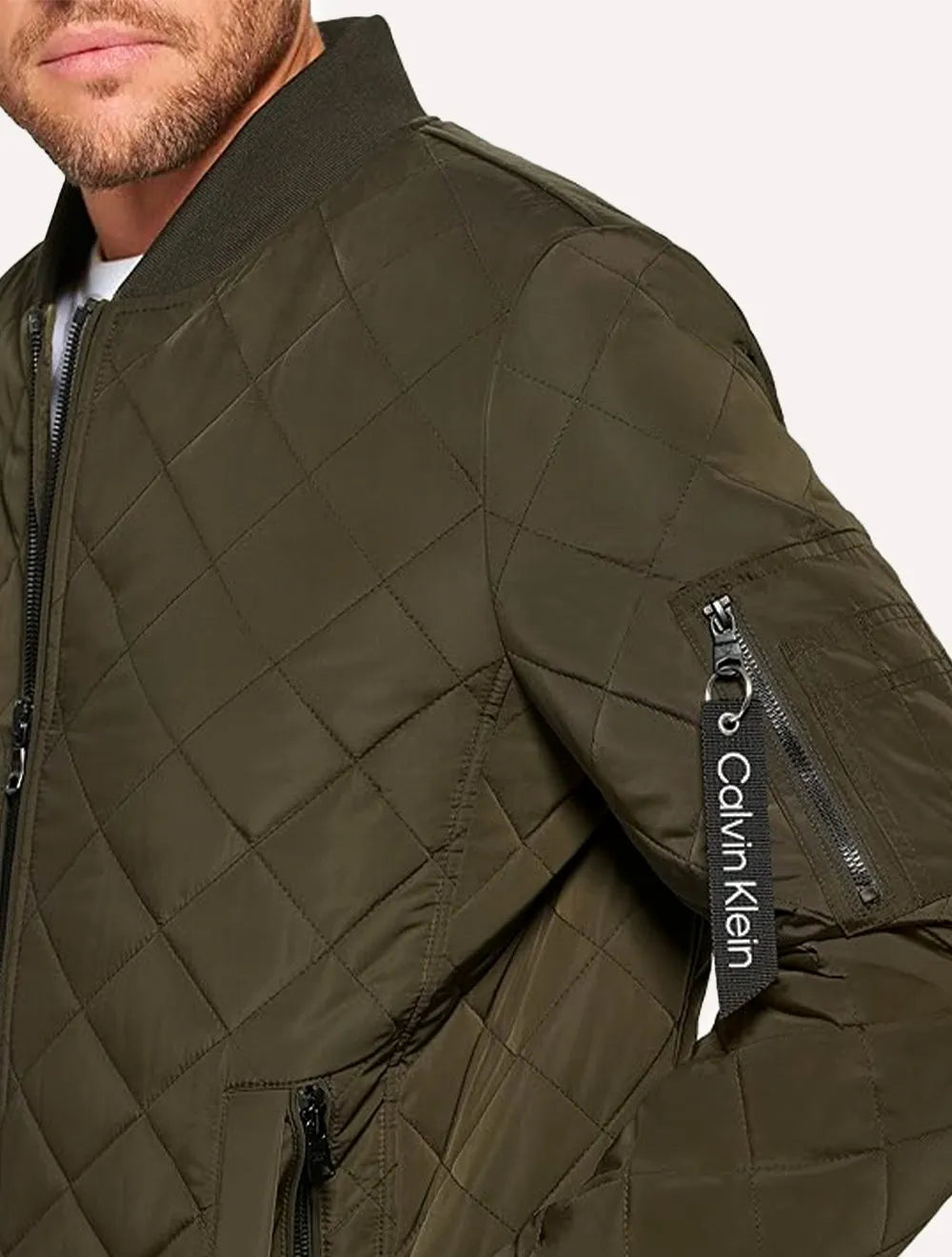 Jaqueta Calvin Klein Jeans Bomber CK Zip Verde Oliva