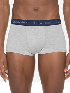Cuecas Calvin Klein Low Rise Trunk Blue Print Branca/ Mescla Pack 3UN