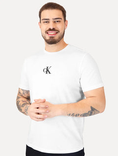 Camiseta Calvin Klein Jeans Masculina Logo CK Frontal Branca