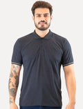 Polo Guess Masculina Piquet Frisos Triangulo Bordado Marinho Mescla
