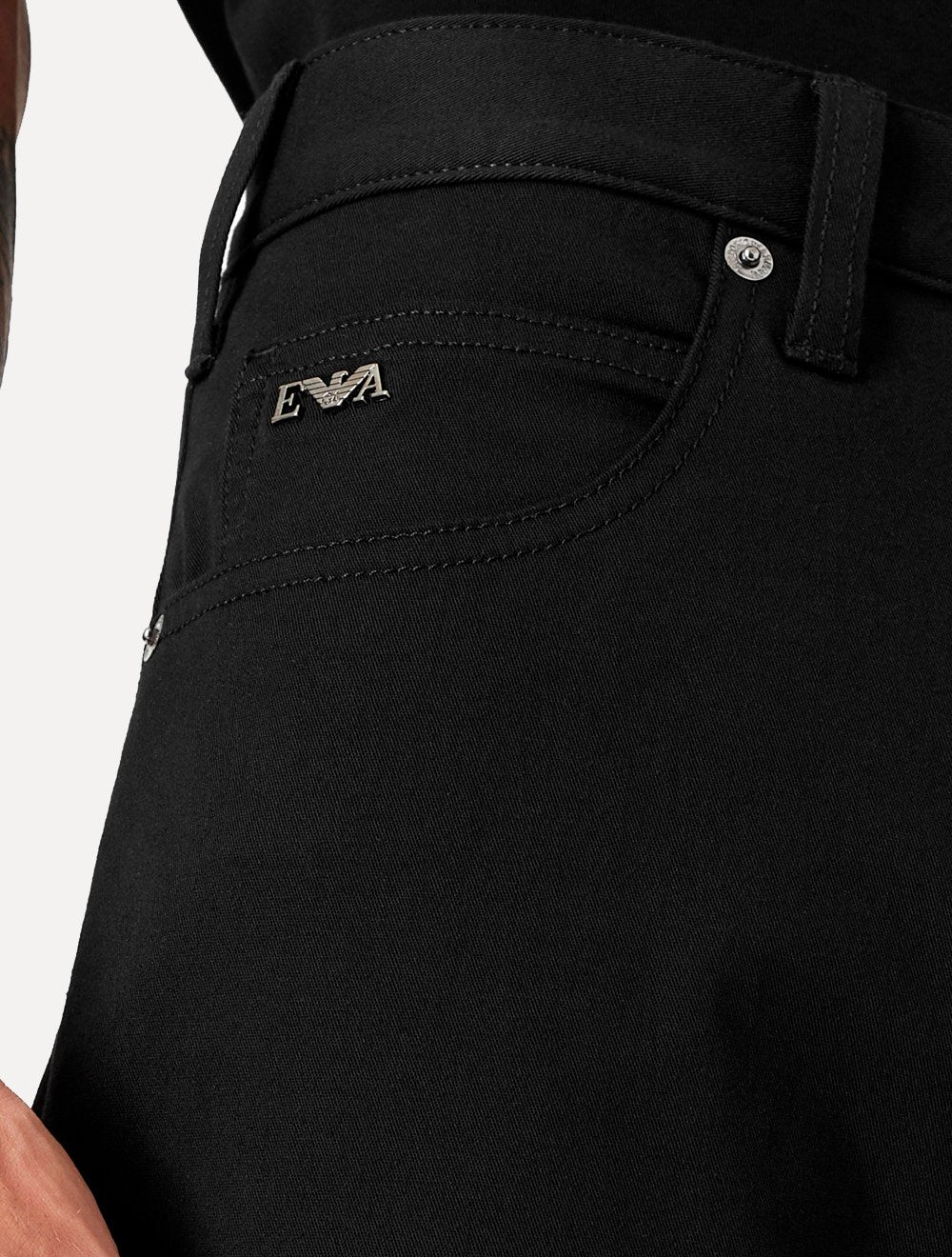 Calça Jeans Emporio Armani Masculina J45 Regular Fit Gabardine Stretch Preto