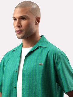 Camisa Lacoste Masculina Relaxed Manga Curta Monogram Icons Verde