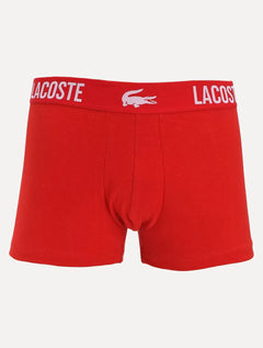Cueca Lacoste Boxer Mono Croco Vermelha Branca Preta Pack 3UN