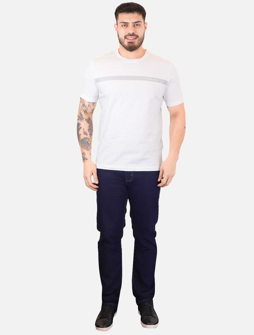 Camiseta Calvin Klein Masculina Line Rubber Logo Branca