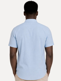 Camisa John John Masculina Relaxed Manga Curta Cotton Azul Claro