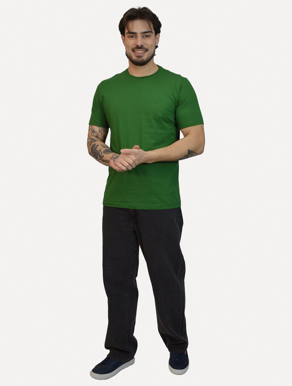 Kit Camisetas Aramis | Masculina Basic Lisa Branca/Verde Bandeira