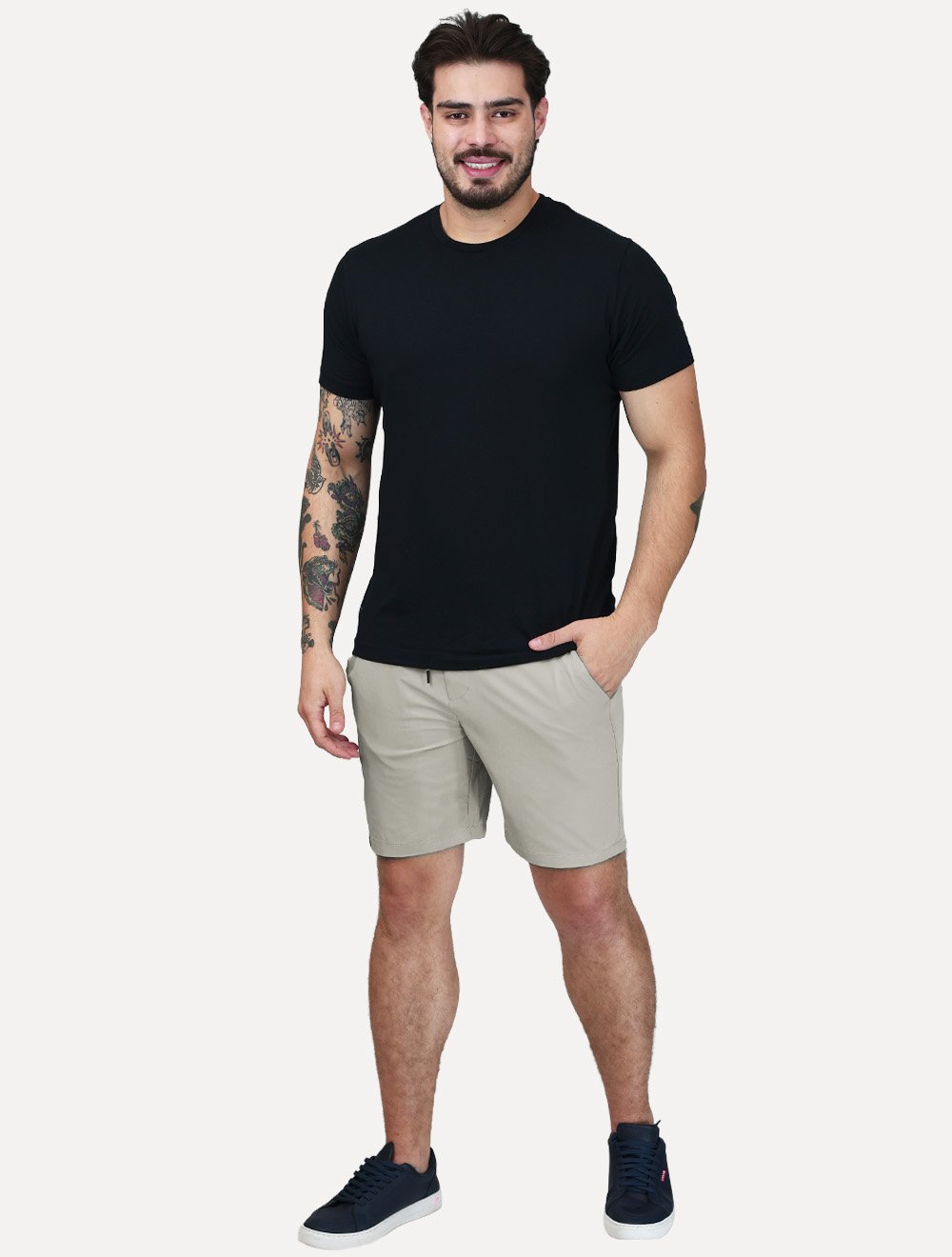 Short Dixen Maculino Tactel Meio Elástico Cinza