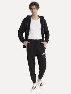 Calça Tommy Jeans Moletom Masculina Spray Logo Preta