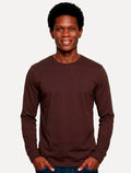 Camiseta Aramis Masculina Basic Lisa Manga Longa Mono Logo Marrom Café