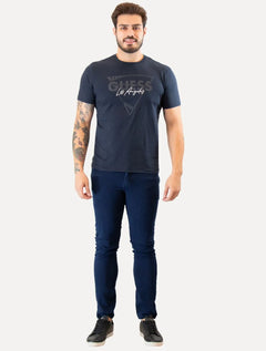 Camiseta Guess Masculina Triângulo Los Angeles Relevo Peito Azul Marinho