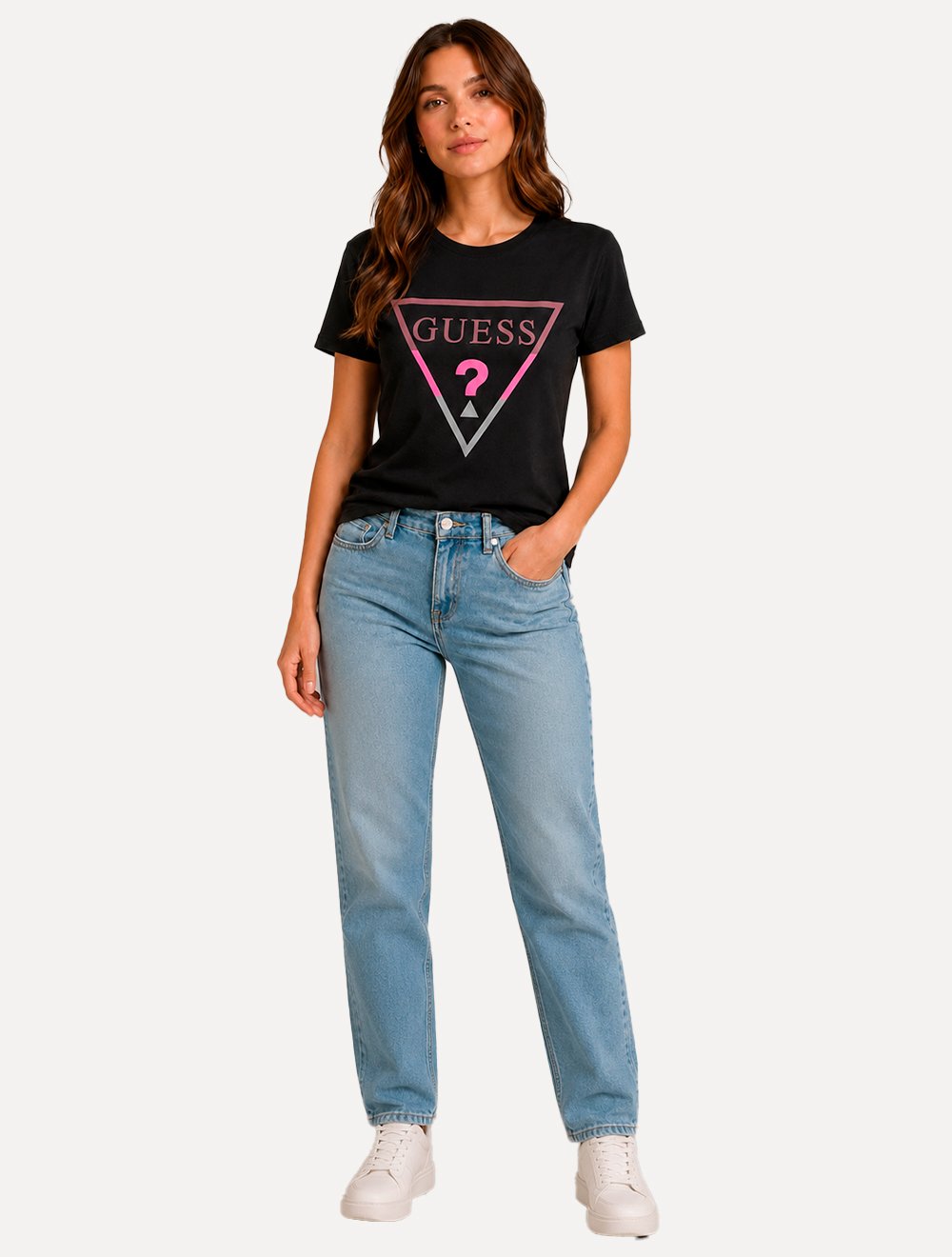 Camiseta Guess Feminina Bust Printed Multicolor Preta