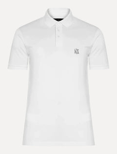 Polo Armani Exchange Masculina Regular Fit Logo Icon AX Off White