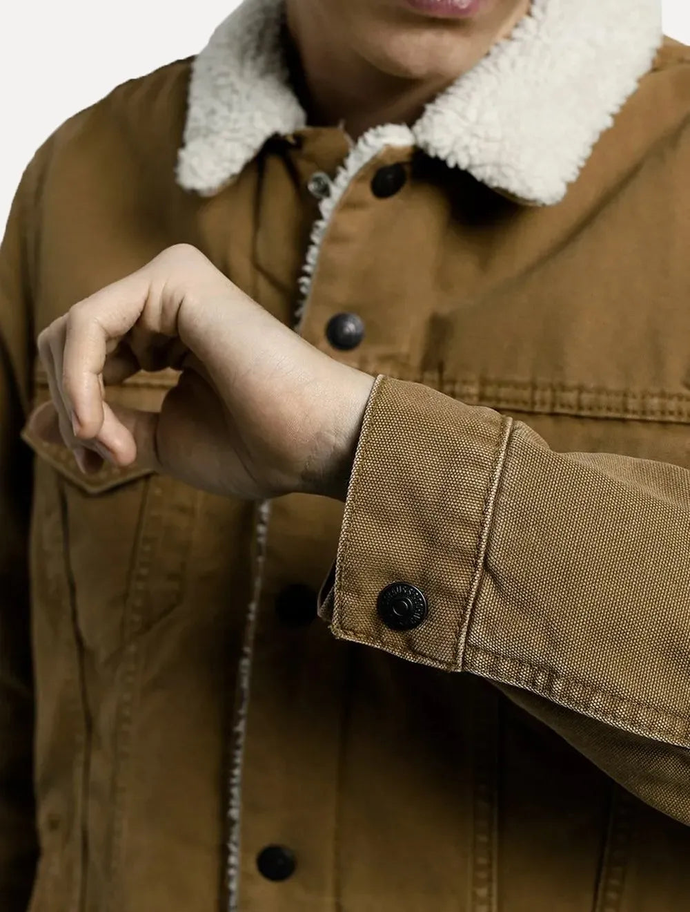 Jaqueta Jeans Levis Masculina Sherpa Trucker Marrom