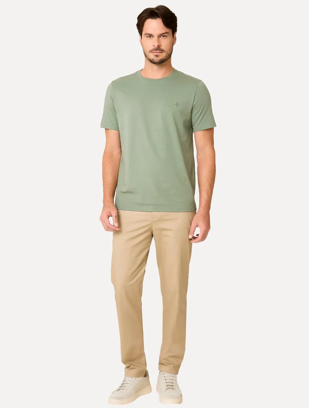 Camiseta Dudalina Masculina Essentials Modal Logo Verde Oliva