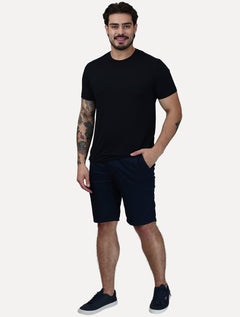 Bermuda King & Joe Masculina Slim Sarja Azul Marinho