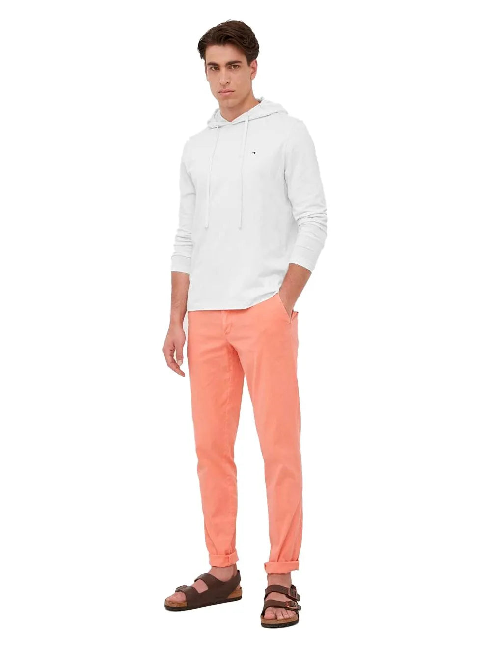 Camiseta Tommy Hilfiger Masculina Manga Longa Hooded Branca