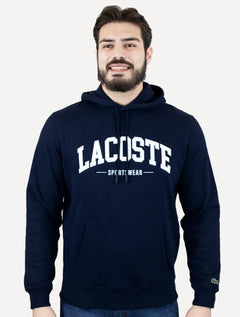 Moletom Lacoste Masculino Sportwear Hoodie Logo Cotton Azul Marinho