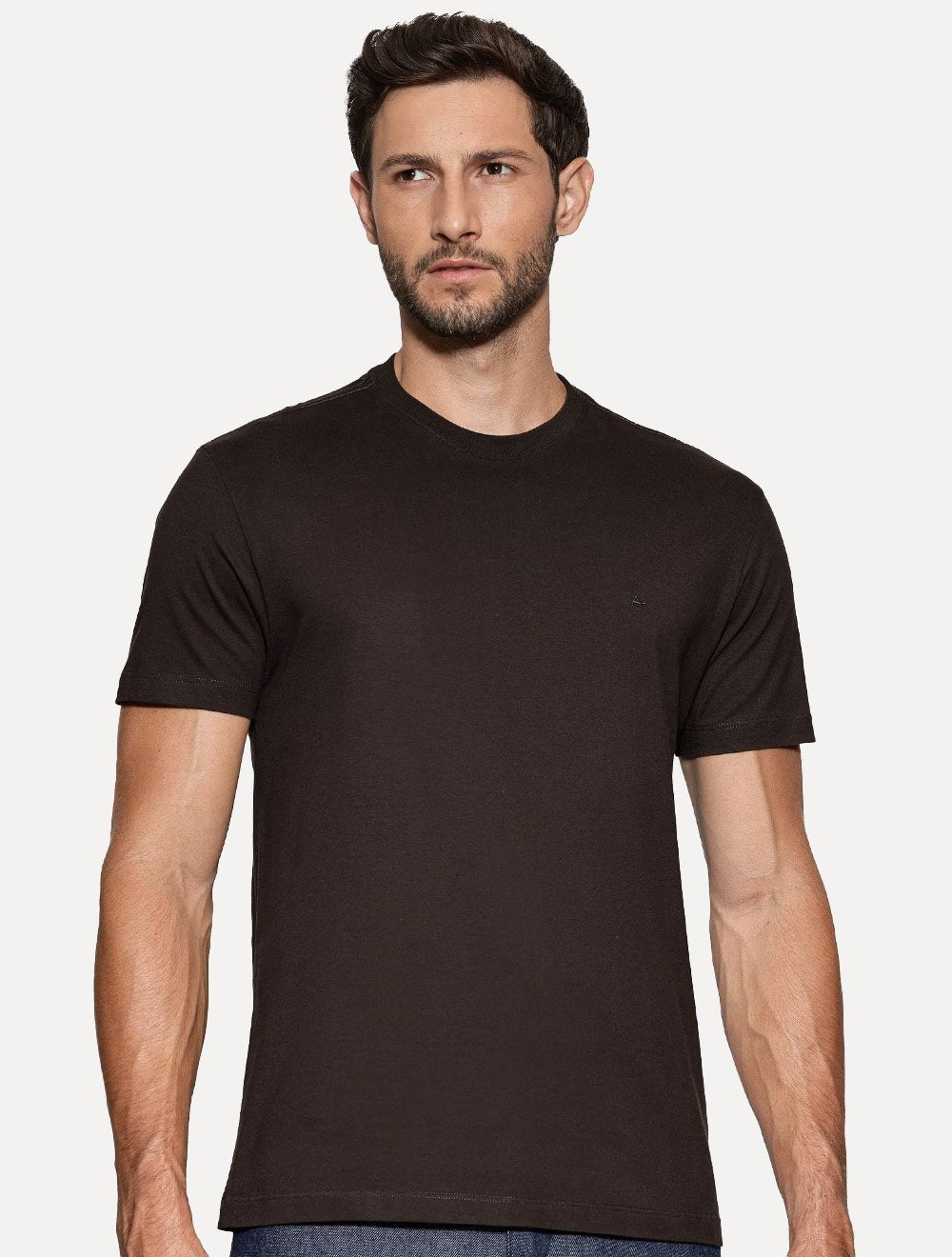 Camiseta Aramis Masculina Basic Lisa Mono Icon Marrom Café
