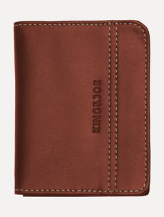 Carteira King & Joe Masculina Couro Horizontal Pesponto Conhaque