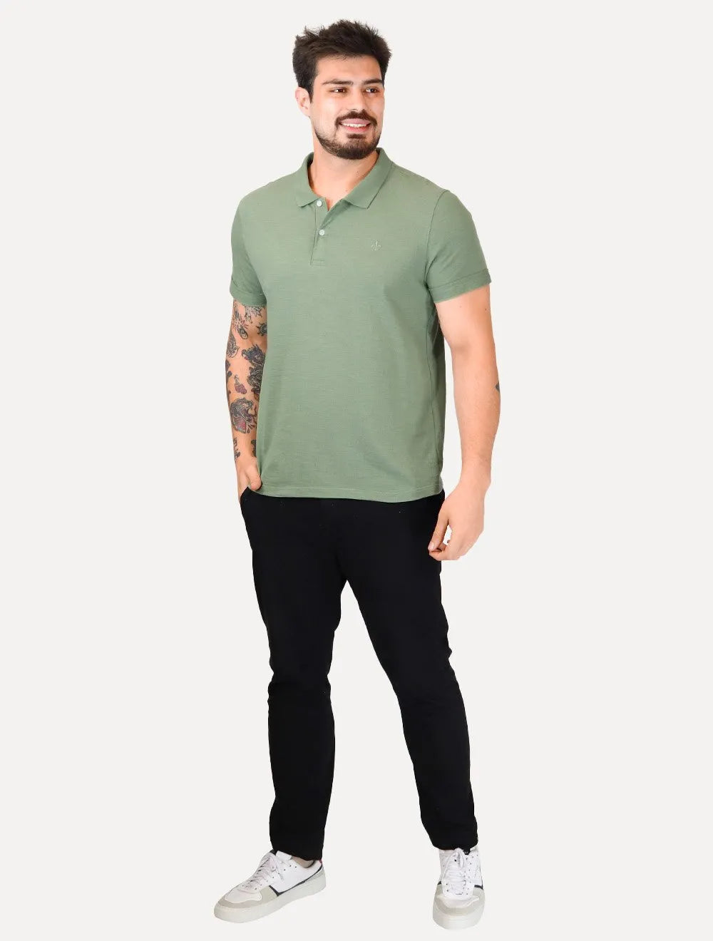 Polo Dudalina Piquet Essentials Cotton Basica Modal Verde Medio