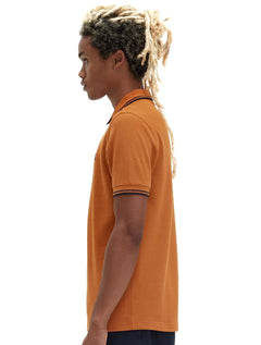 Polo Fred Perry Masculina Piquet Regular Navy Twin Tipped Marrom