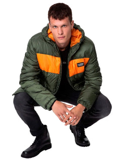 Jaqueta Ellus Masculina Check Hood Down Verde Militar
