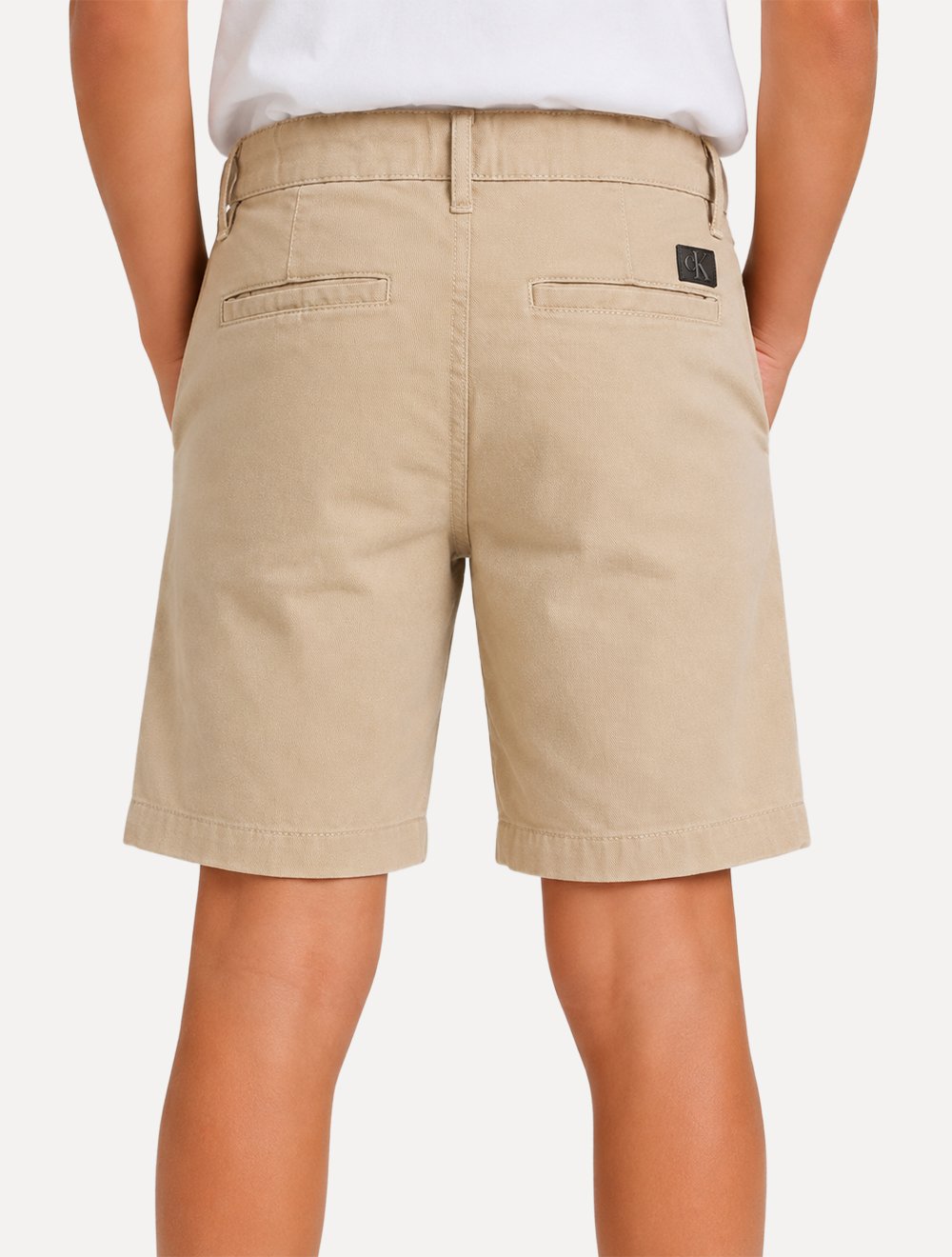 Bermuda Calvin Klein Infantil Color Curta Paper Back Logo "CK" Caqui Claro