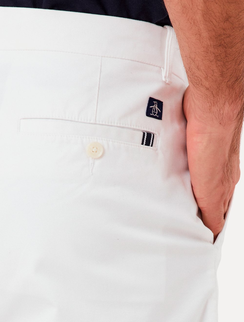 Bermuda Original Penguin Masculina Slim Sarja Chino Button Branca