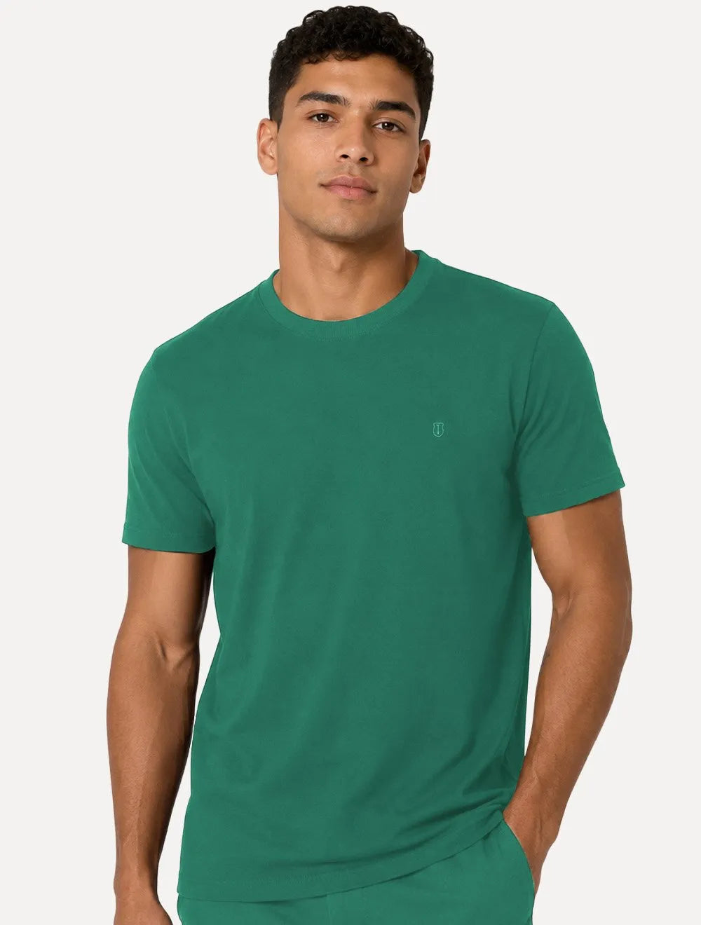 Camiseta Individual Masculina Slim Pima Soft Touch Logo Verde