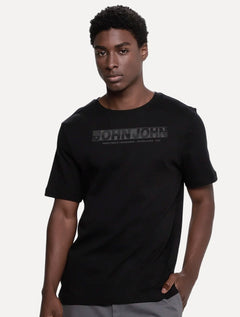 Camiseta John John Masculina Regular Fit Font Stripe Preto