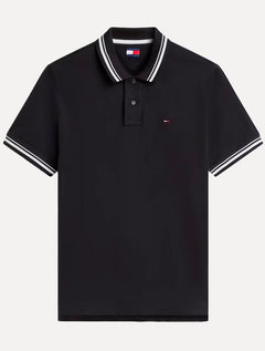 Polo Tommy Jeans Masculina Piquet Regular Tipped Preto