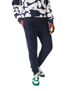 Calça Lacoste Moletom Masculina Side Sash Brand Recorte Azul Marinho