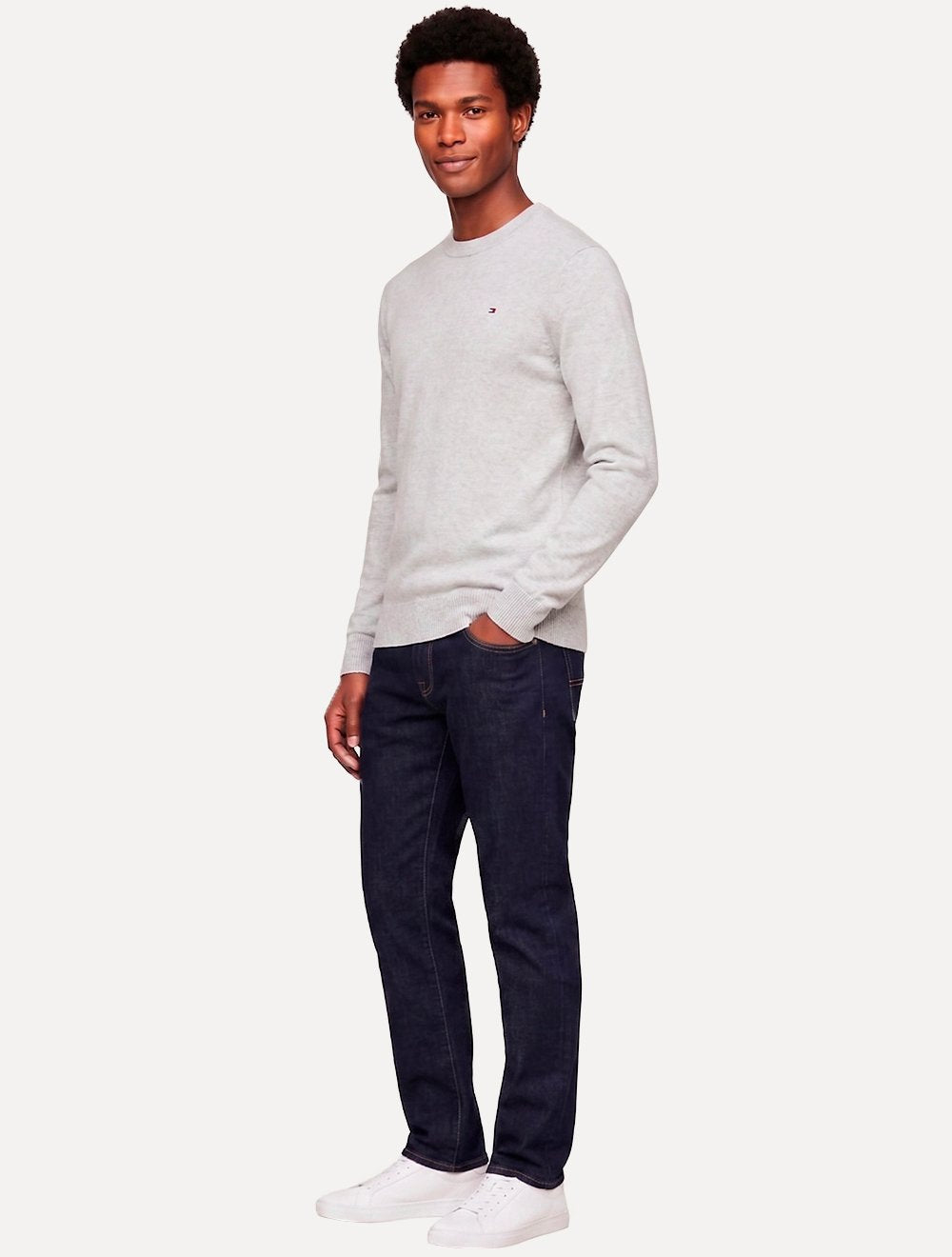 Suéter Tommy Hilfiger Masculino Crewneck Essential Cotton Cinza