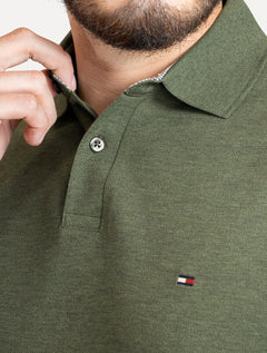 Polo Tommy Hilfiger Masculina Regular Piquet 1985 Verde Oliva