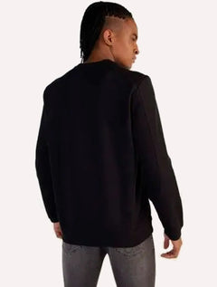 Moletom Calvin Klein Masculino Crewneck CK Front Preto