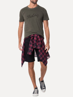 Camiseta Ellus Masculina Cotton Washed Origin. Script Grafite