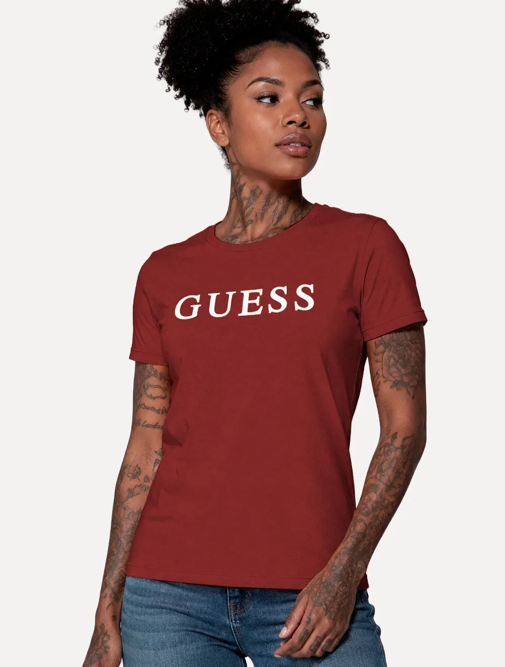 Camiseta Guess Feminina Silk Classic Logo Vermelha